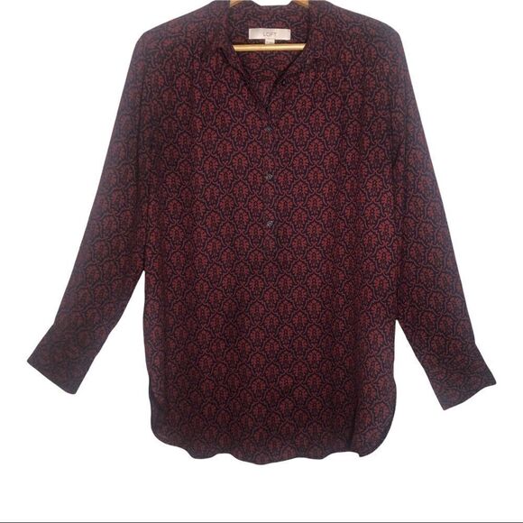 LOFT BLOUSE, Red/Blue Pattern Size M - Picture 1 of 5